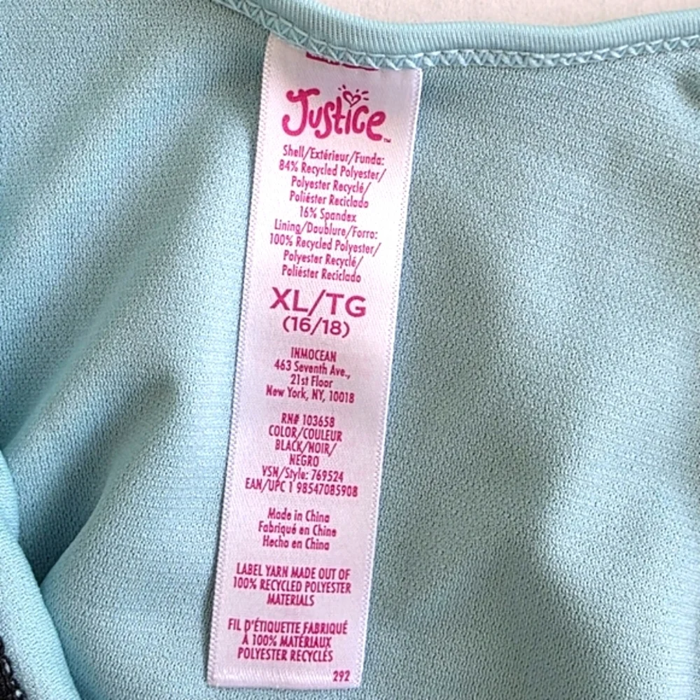 Justice Bazooka Logo Girls One-Piece Zip Front Junior Swimsuit. NEW